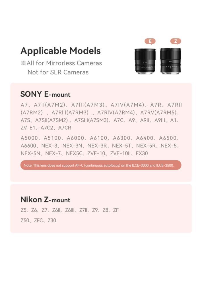 TTArtisan TTArtisan AF 75mm f/2.0 objektiv Fullformat for Sony E