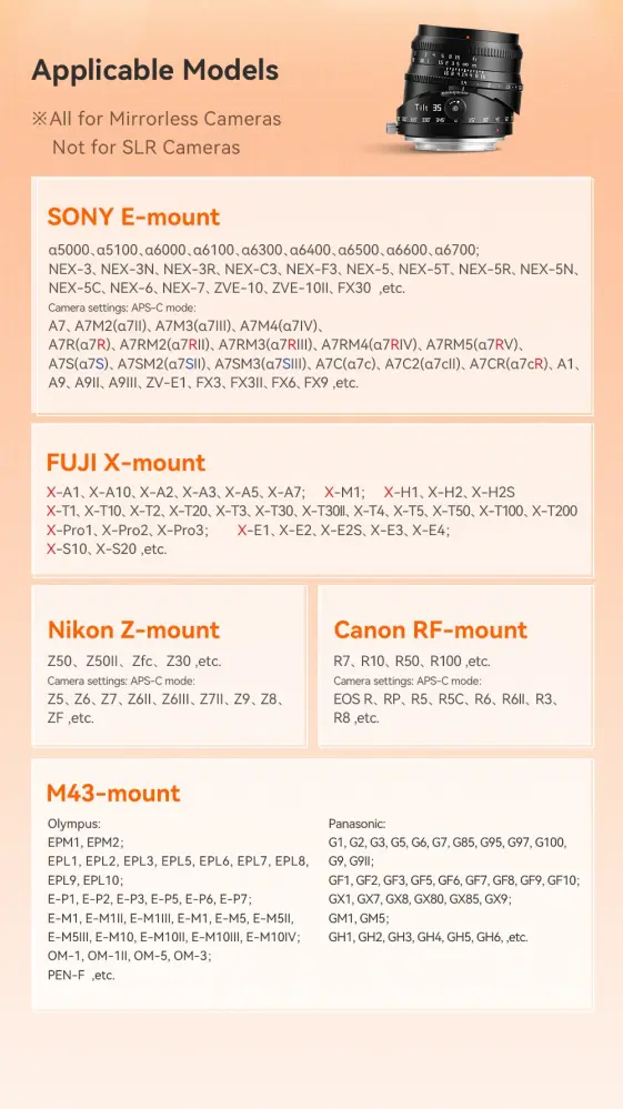  TTArtisan Tilt 35mm f/1.4 APS-C objektiv för Micro 4/3 från Kamda – snabb leverans och trygg e-handel