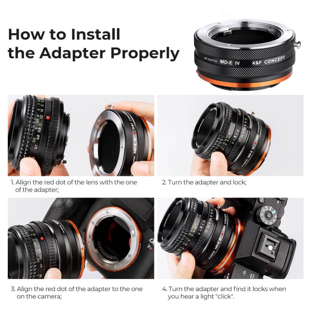 K&F Concept K&F Concept Objektivadapter IV Pro till Minolta MD MC objektiv for Sony E