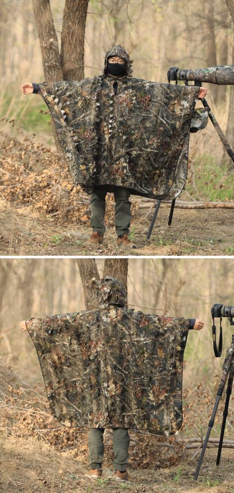 Rolanpro Rolanpro Kamouflagefärgad poncho 3D-modell med lønnløv för naturfotografen