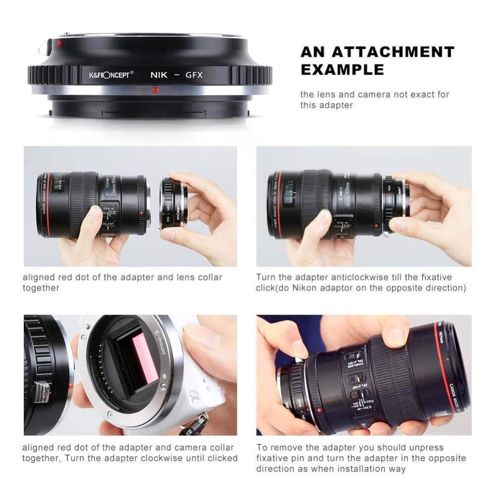 K&F Concept K&F Concept Objektivadapter for Nikon F objektiv for Fujifilm GFX kamerahus