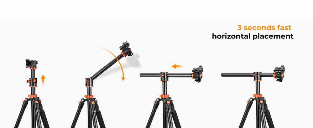 K&F Concept K&F Concept Kamerastativ med kulehode & fällbar midtsøyle 193cm