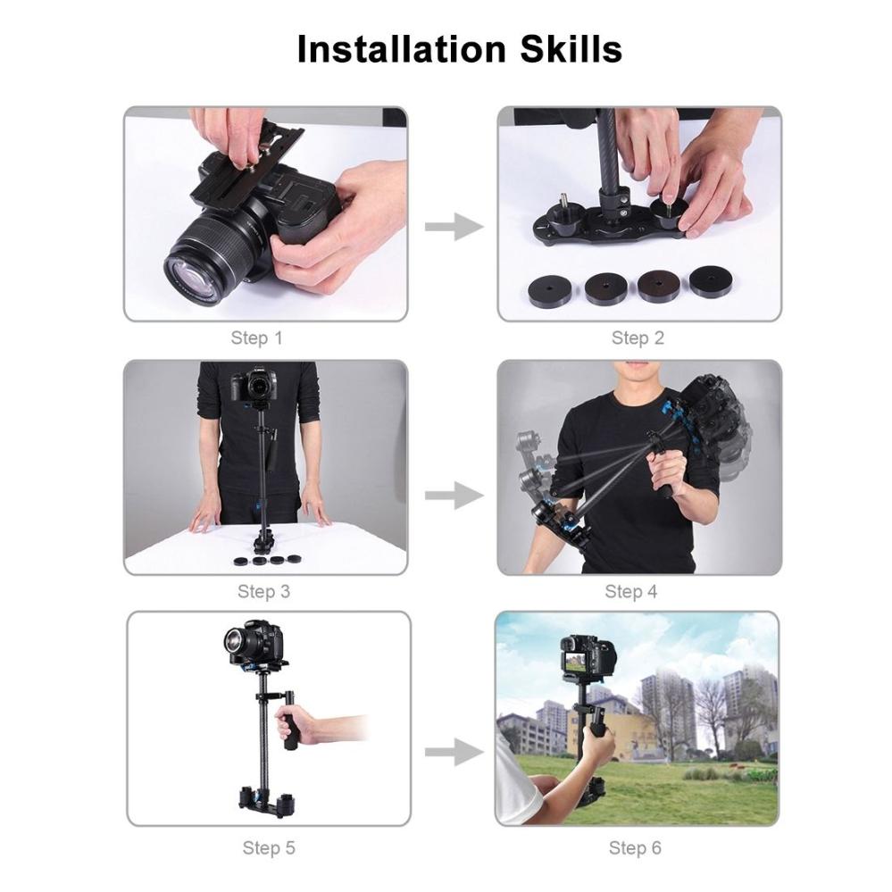 Puluz Puluz håndholdt karbonfiberstabilisator for DSLR / DV-kameraer (38