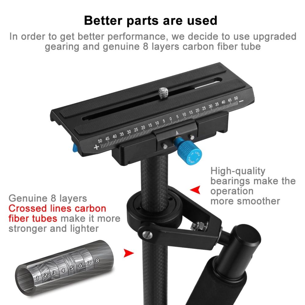 Puluz Puluz håndholdt karbonfiberstabilisator for DSLR / DV-kameraer (38