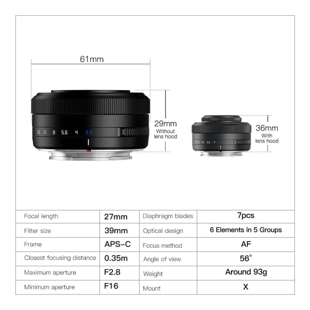 TTArtisan TTArtisan AF 27mm f/2.8 objektiv for Fujifilm X APS-C