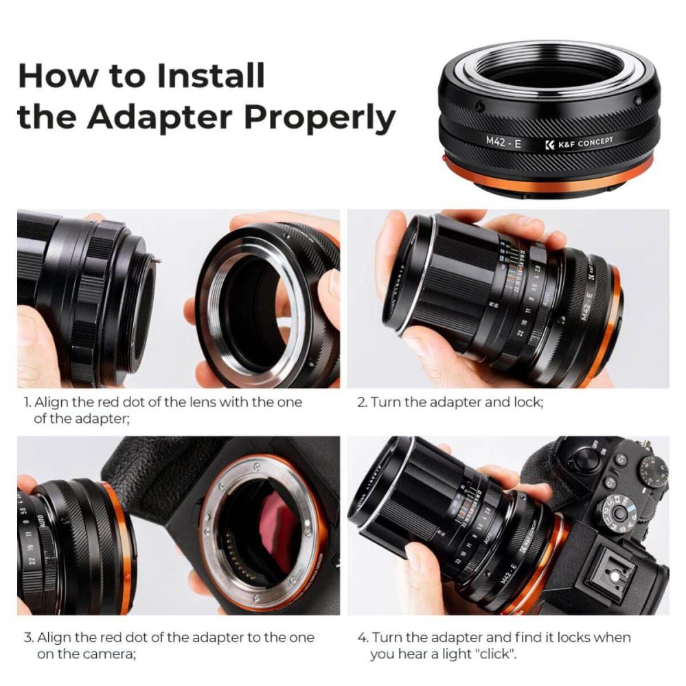 K&F Concept K&F Concept Objektivadapter IV Pro till M42-objektiv for Sony E