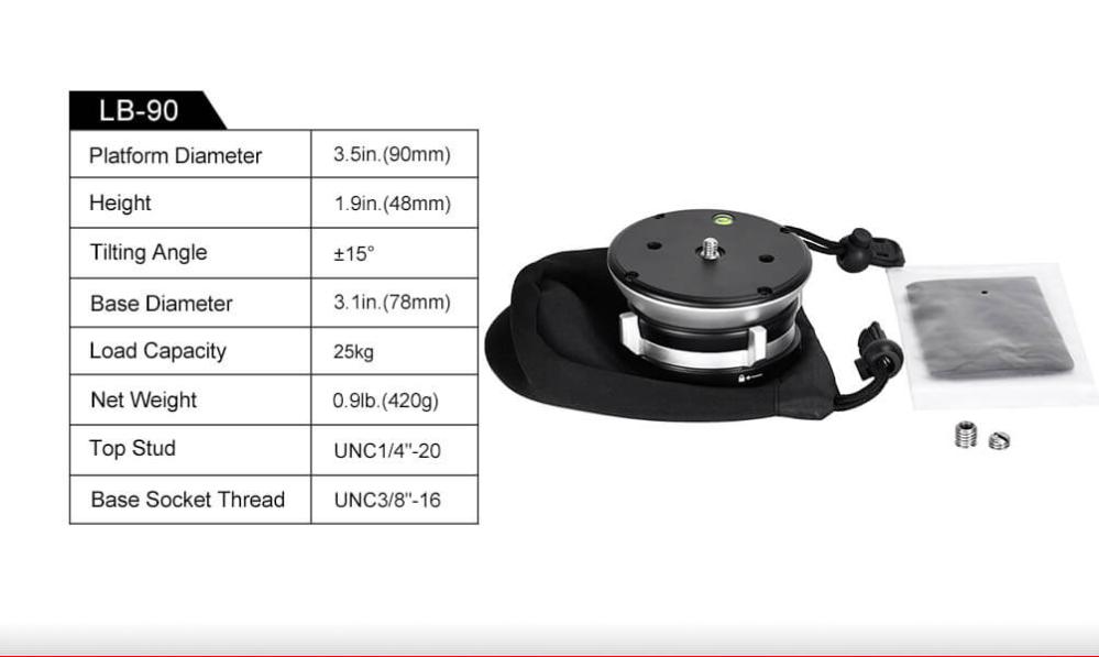 Sunwayfoto Sunwayfoto LB-90 nivelleringshode 15 grader 25kg
