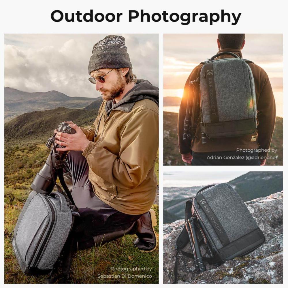 K&F Concept K&f concept kameraryggsekk med stort fack för kameran 17liter