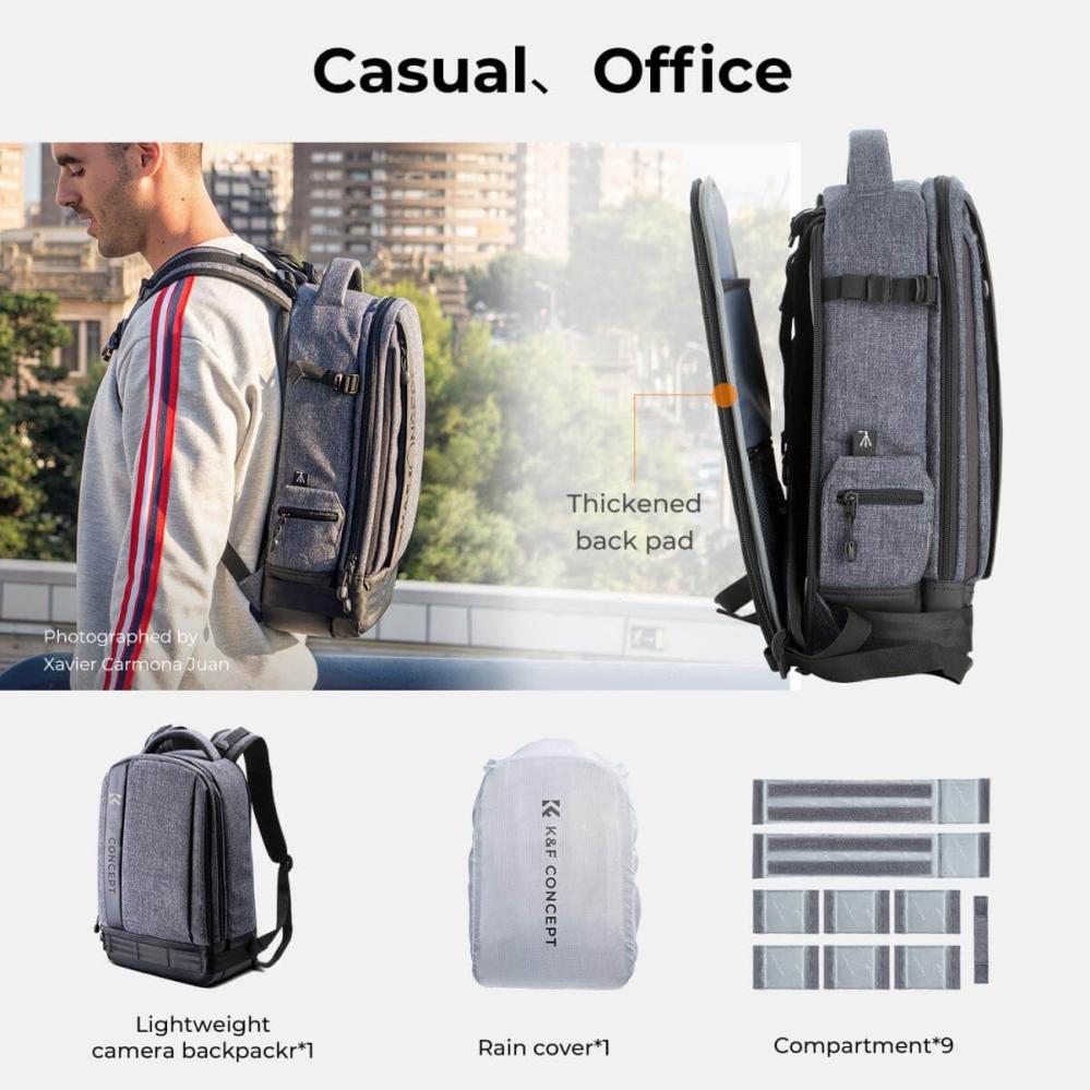 K&F Concept K&f concept kameraryggsekk med stort fack för kameran 17liter