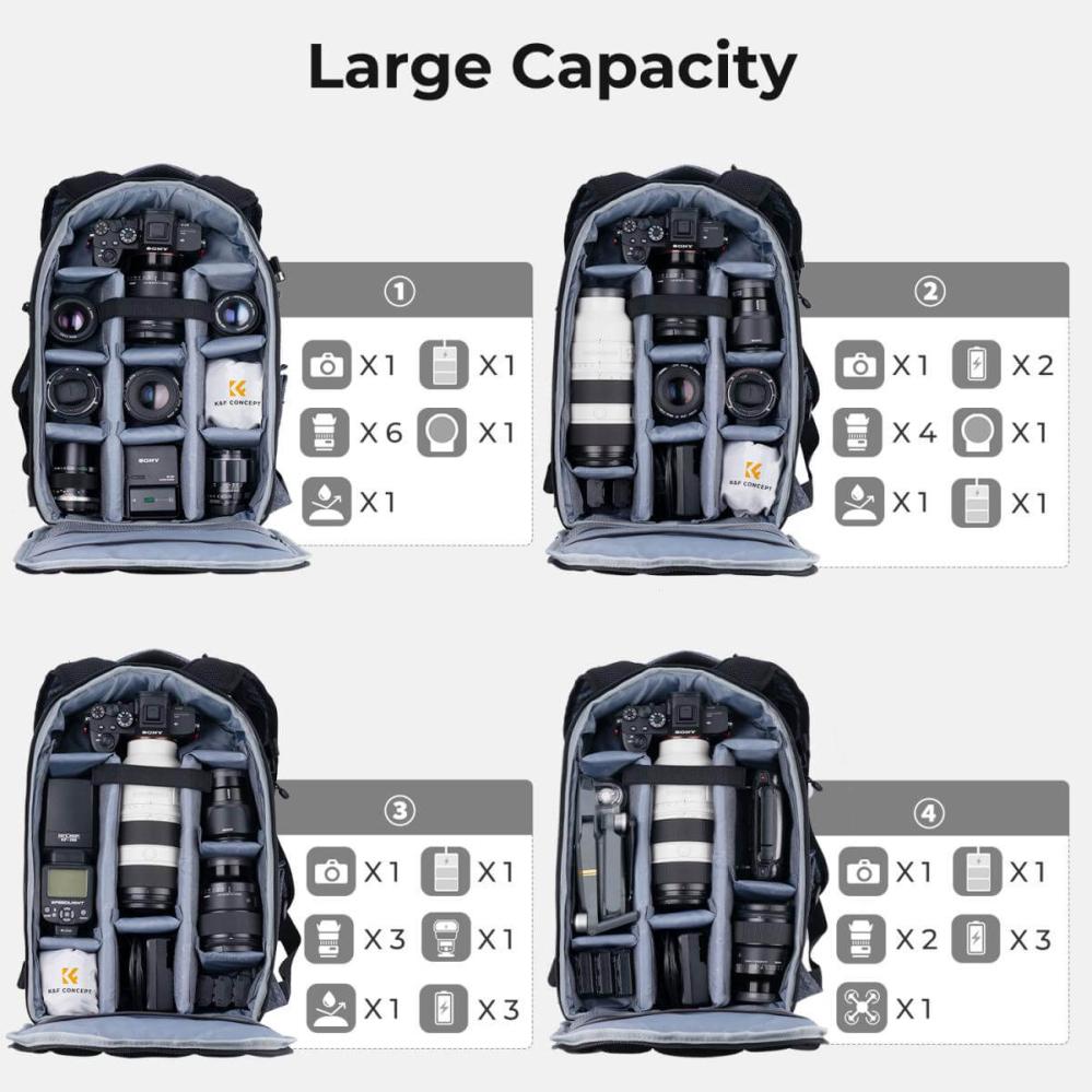 K&F Concept K&f concept kameraryggsekk med stort fack för kameran 17liter