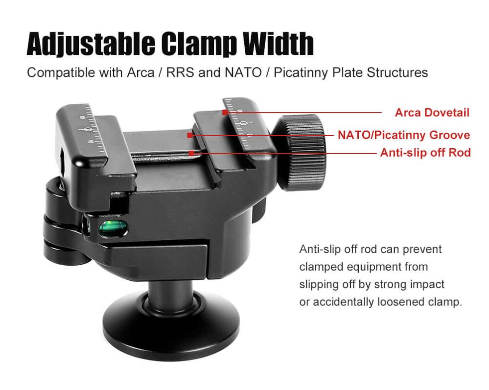 Sunwayfoto Sunwayfoto IB-30P Lavprofilskulehode inverted med feste Picatinny & Arca Swiss