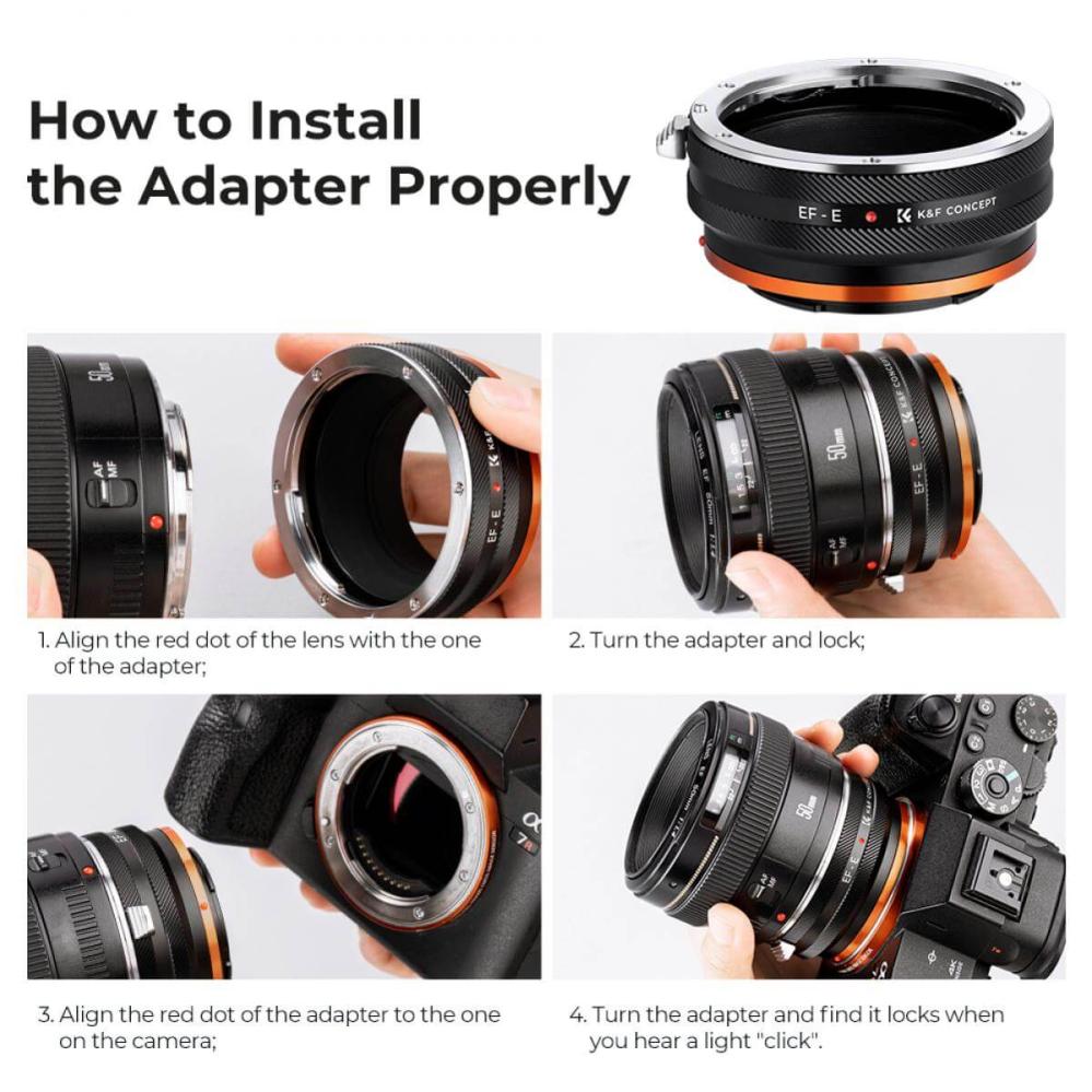 K&F Concept K&F Concept Objektivadapter IV Pro till Canon EF-objektiv for Sony E