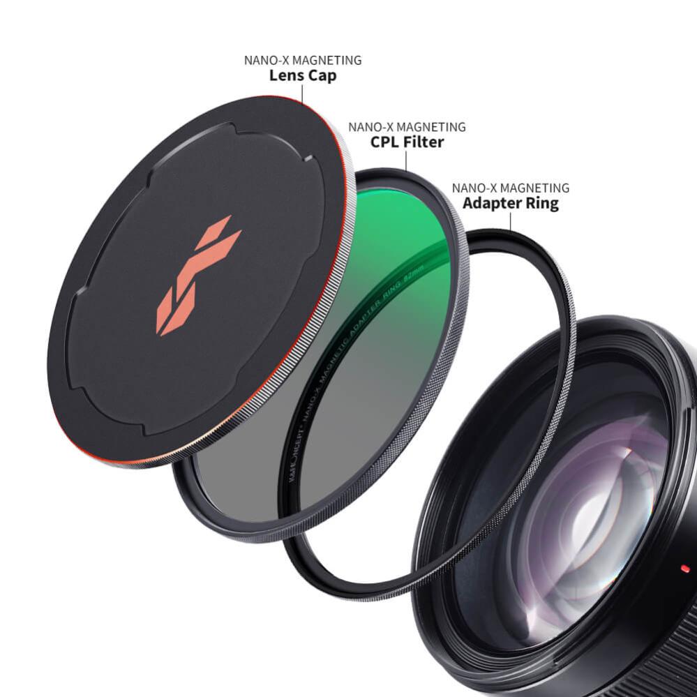 K&F Concept K&F Concept Magnetisk Polarisasjonsfilter med adapterring & magnetlokk