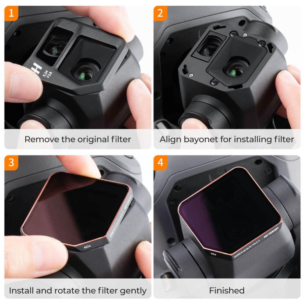 K&F Concept K&F Concept Filterpakke 4 stk ND4+ND8+ND16+ND32 for DJI Mavic 3/Mavic 3 Cine