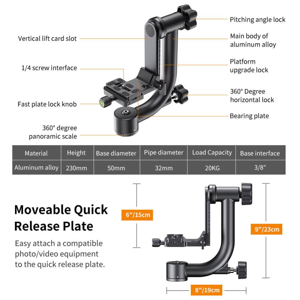 K&F Concept K&F Concept Robust gimbal for tyngre kameraer og objektiv