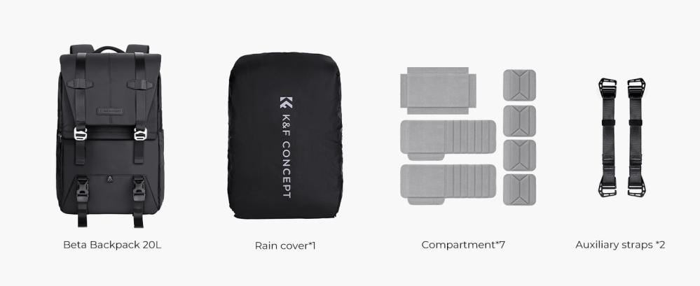 K&F Concept K&f concept kameraryggsekk 20l med ekstra regndeksel för fotografe