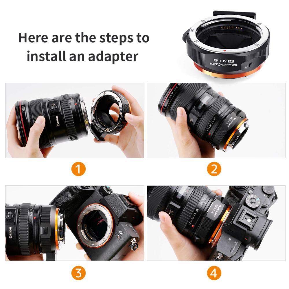 K&F Concept K&F Concept Objektivadapter elektr till Canon EF/EF-S objektiv for Sony E kamera