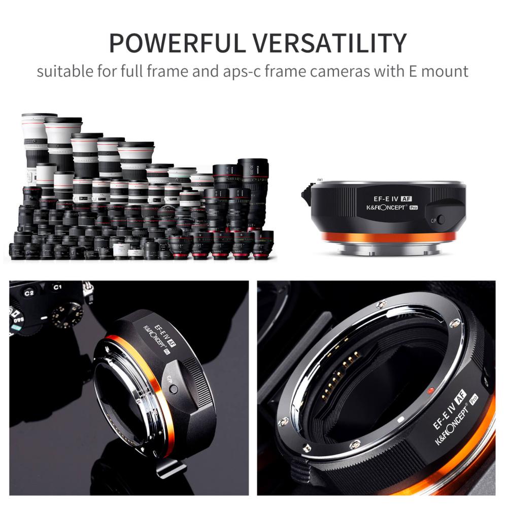 K&F Concept K&F Concept Objektivadapter elektr till Canon EF/EF-S objektiv for Sony E kamera