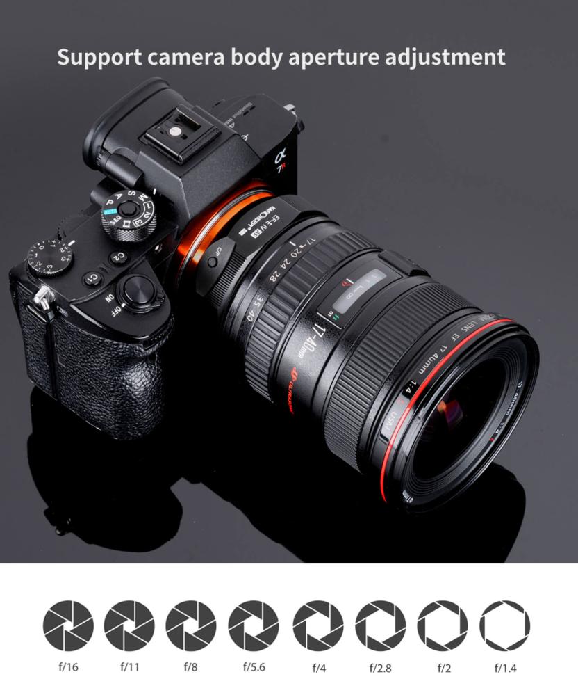 K&F Concept K&F Concept Objektivadapter elektr till Canon EF/EF-S objektiv for Sony E kamera