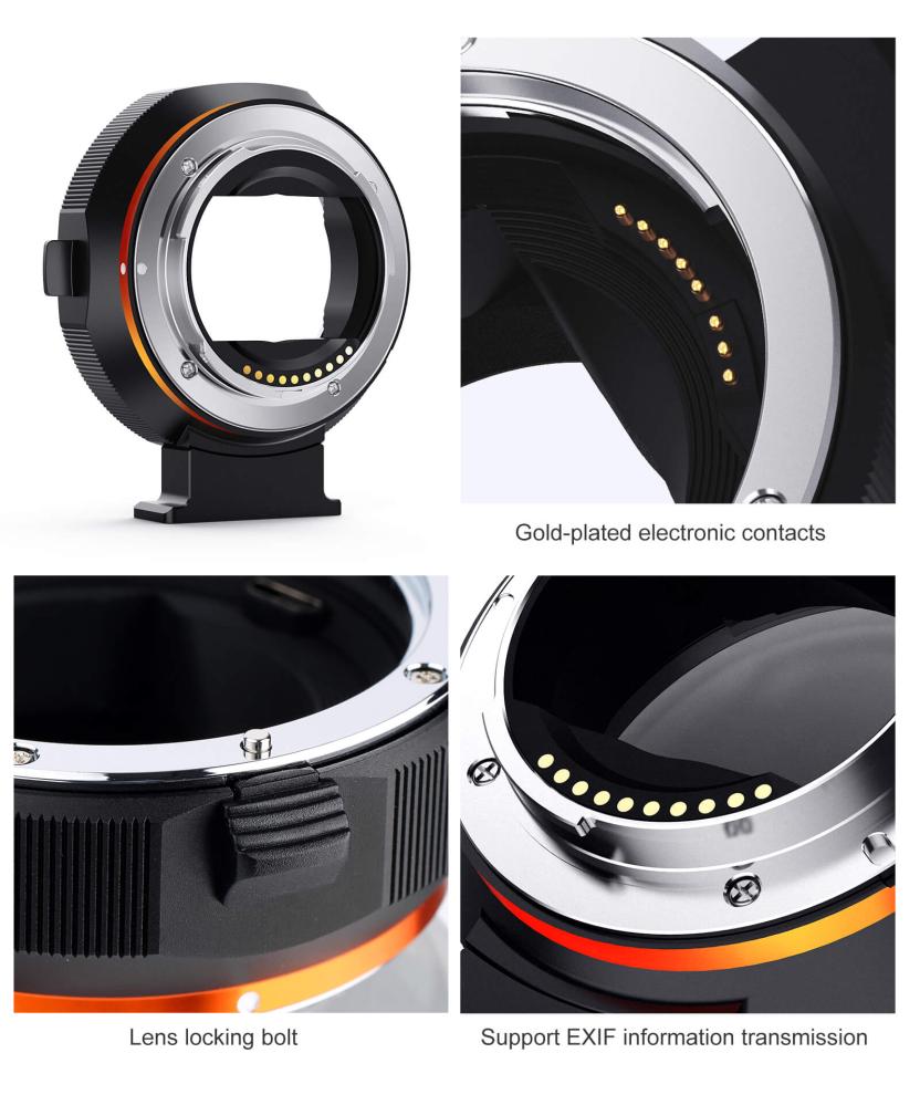 K&F Concept K&F Concept Objektivadapter elektr till Canon EF/EF-S objektiv for Sony E kamera