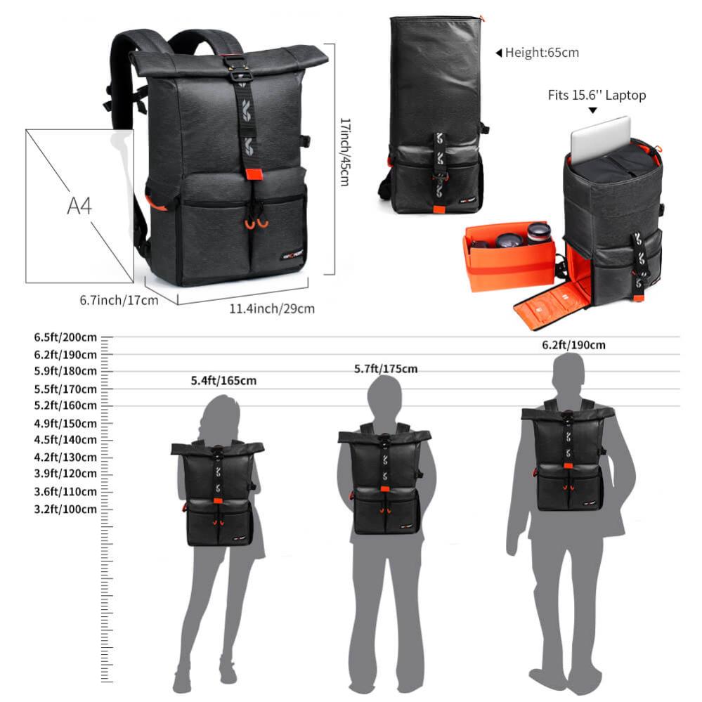 K&F Concept K&f concept kameraryggsekk ip4 høy vanntetthet