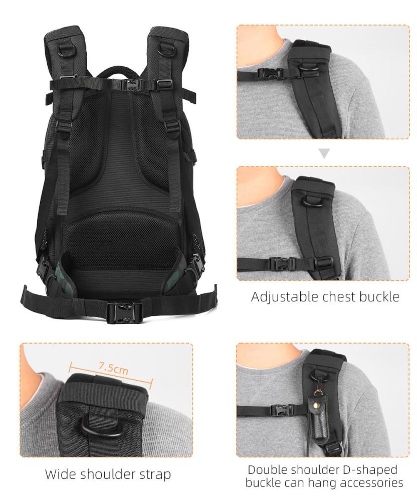 K&F Concept K&f concept kameraryggsekk med stor kameraförvaring ipx4