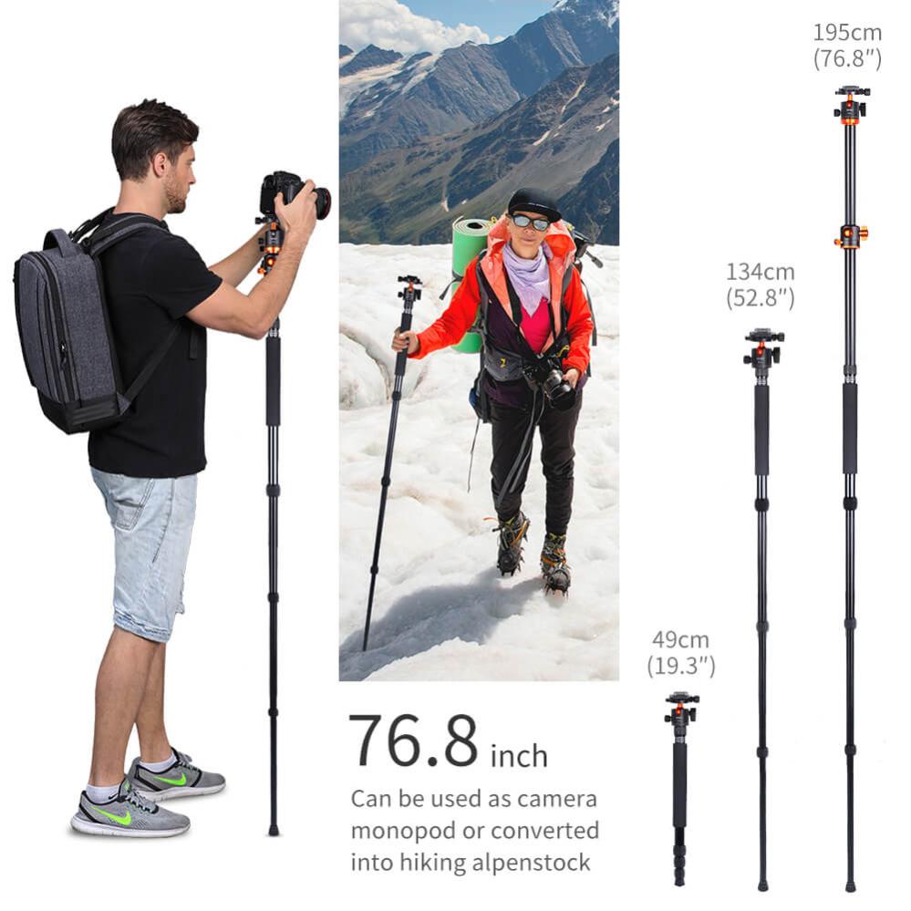 K&F Concept K&F Concept Kamerastativ med kulehode & sammenleggba midtsøyle 185cm