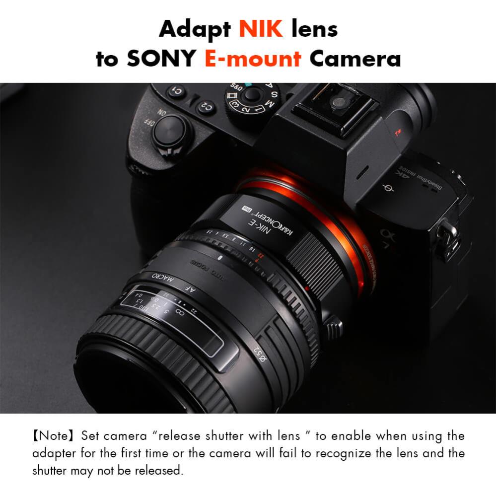 K&F Concept K&F Concept Objektivadapter Pro till Nikon F objektiv for Sony E kamerahus