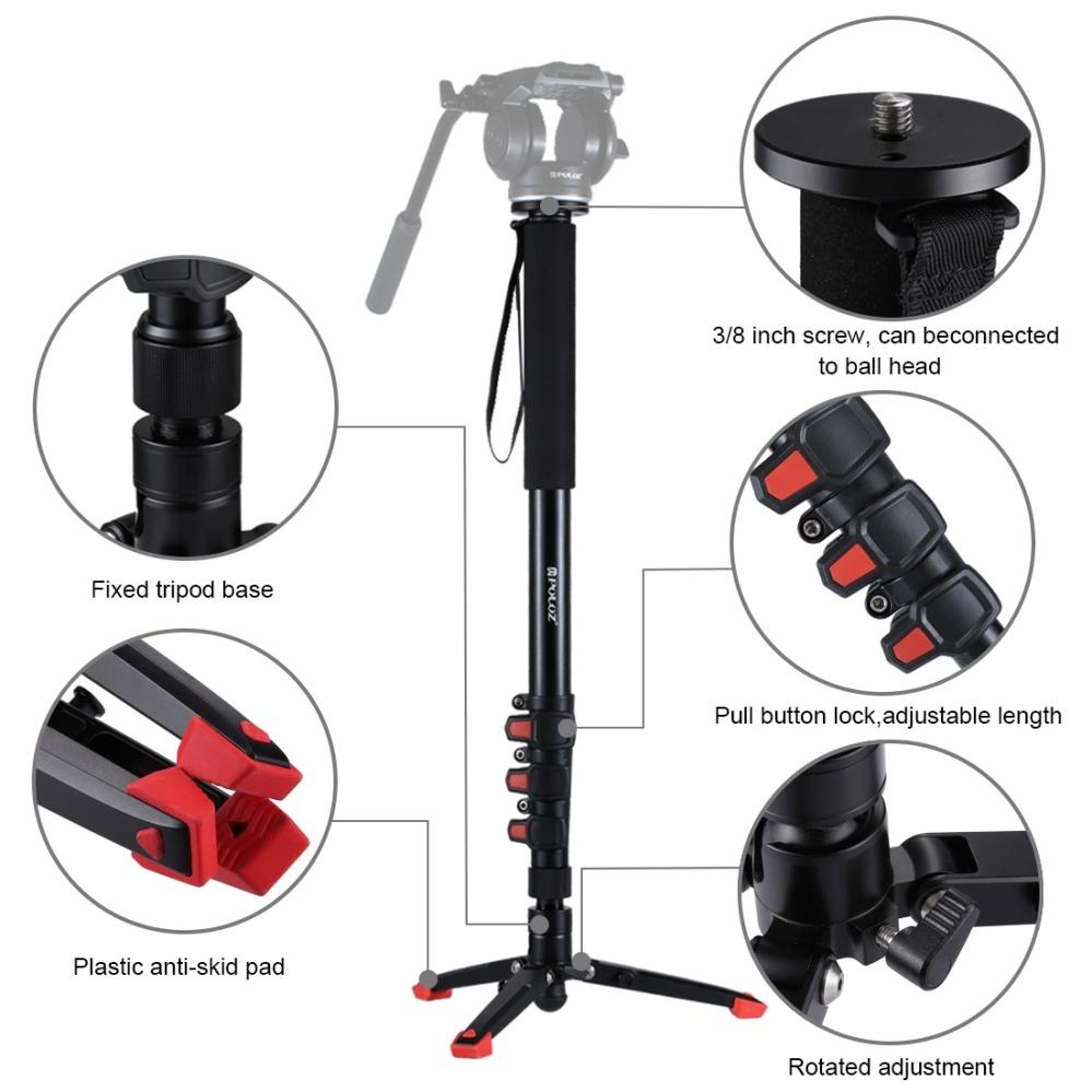 Puluz Puluz Enbensstativ frittstående monopod med støtteben 185cm