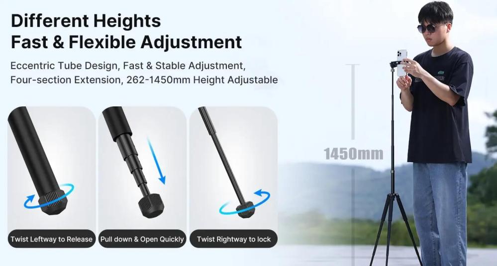 Ulanzi Ulanzi MT-63 Portabelt Kamerastativ 145cm med mobilholder
