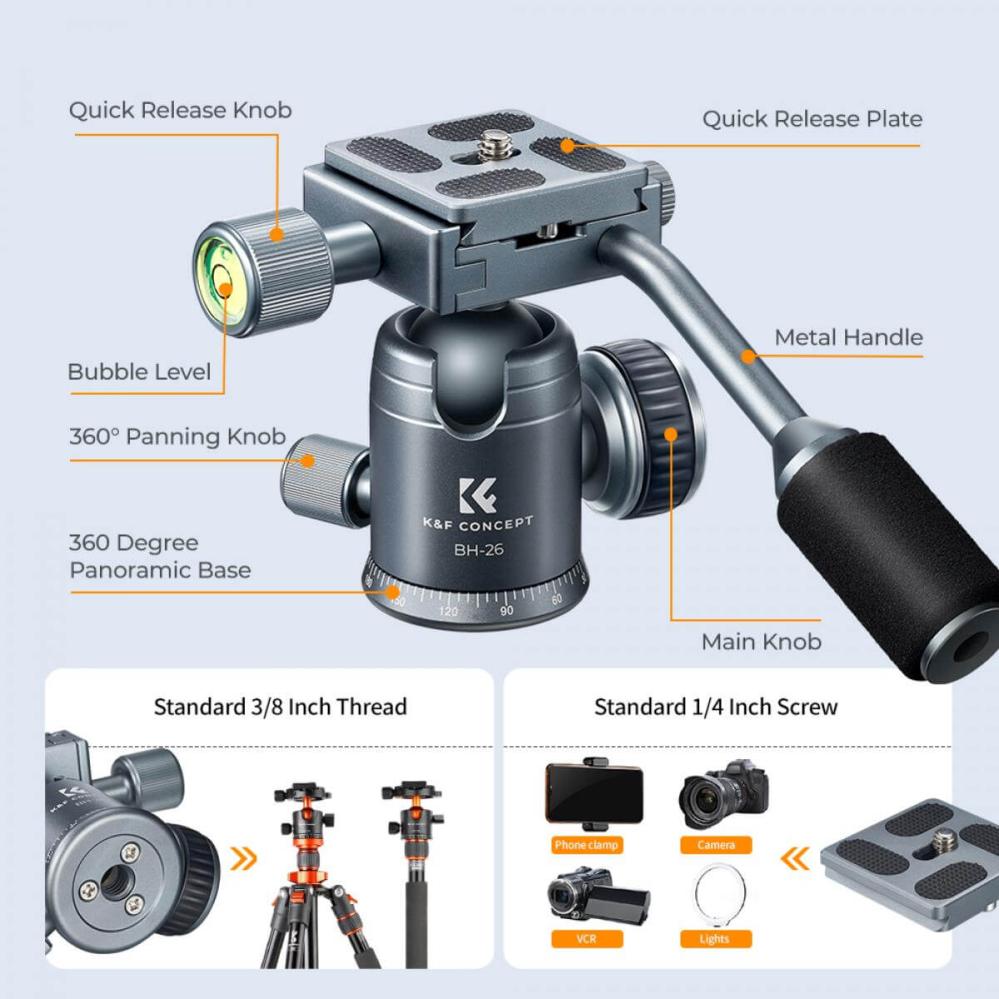 K&F Concept K&F Concept BH-26 kulehode med panoramaindeksering med spak