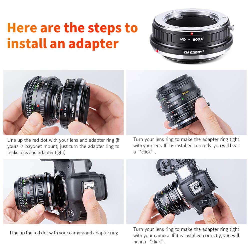 K&F Concept K&F Objektivadapter for Minolta MD objektiv for Canon EOS R kamerahus