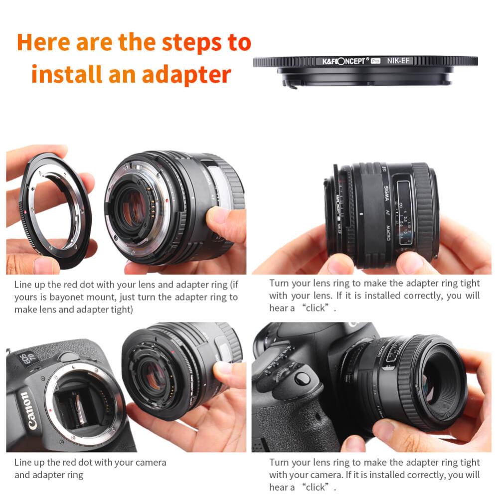 K&F Concept K&F Objektivadapter till Nikon F/AF AI AI-S objektiv för Canon EOS kamerahus