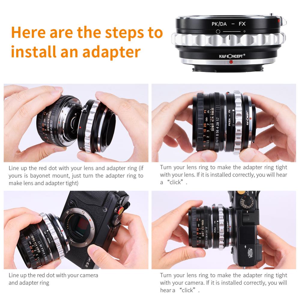 K&F Concept K&F Objektivadapter for Pentax K/M/A/FA/DA objektiv for Fujifilm X kamerahus