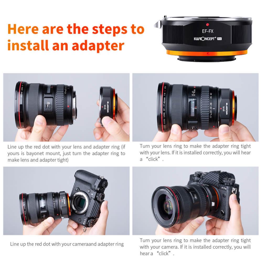 K&F Concept K&F Objektivadapter v2 for Canon EF/EF-S objektiv for Fujifilm X kamerahus