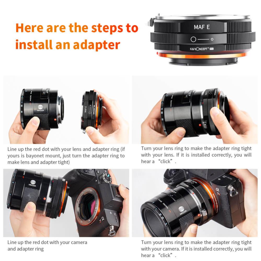 K&F Concept K&F Concept Objektivadapter v2 till Minolta AF objektiv for Sony E kamerahus