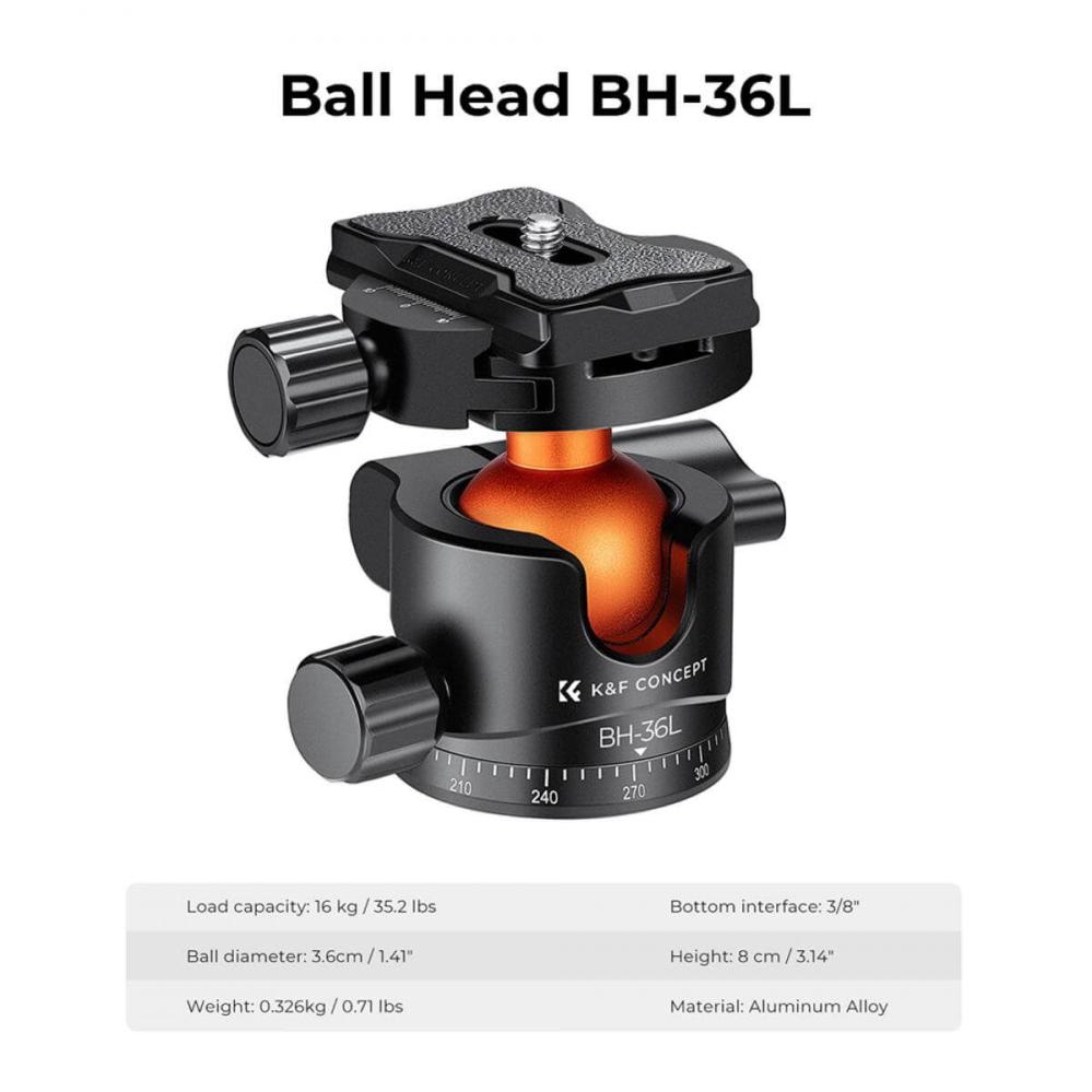 K&F Concept K&F Concept kulehode med panoramaindeksering for kamerastativ 16kg