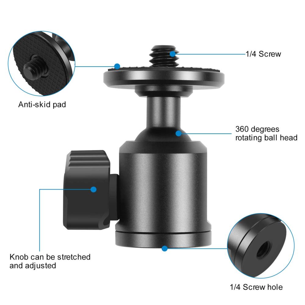Puluz Puluz kulehode mini 1/4-tum hanngjeng med knopplås