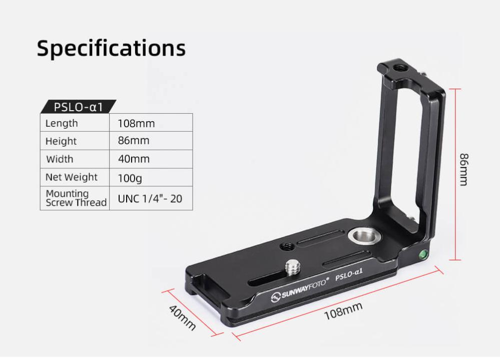Sunwayfoto Sunwayfoto l-bracket for Sonyy a1 med qd-uttag
