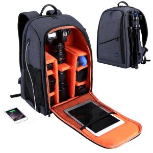 Puluz Puluz Kameraryggsekk grå med regndeksel for 1st dslr + 3-6st objektiv 26l