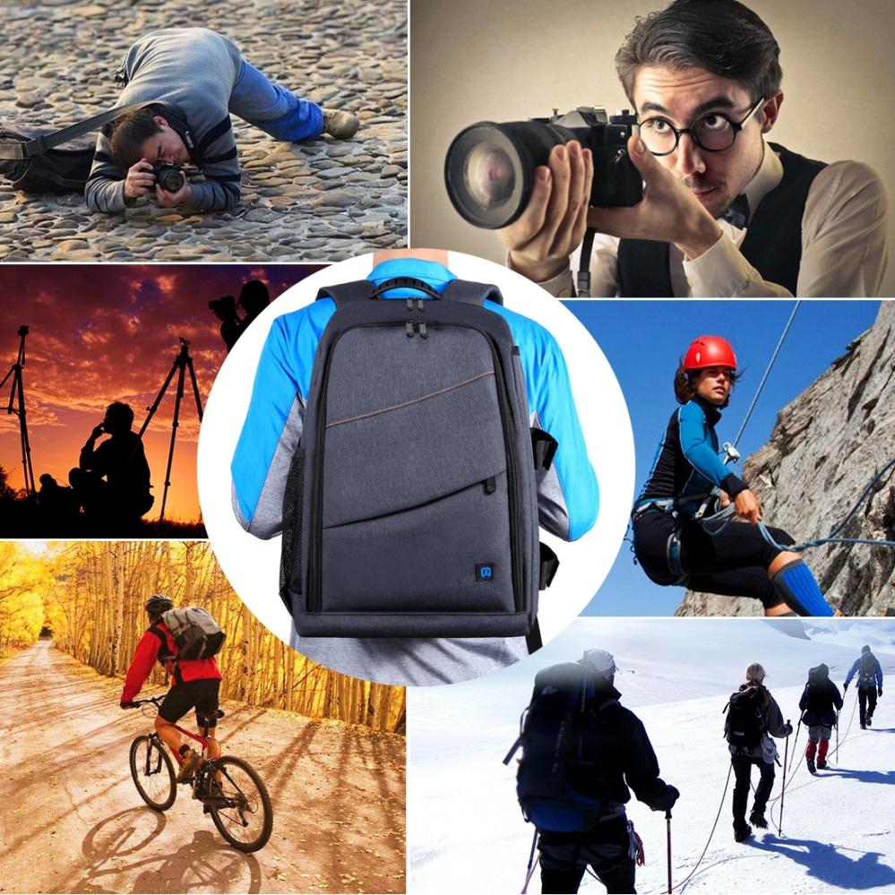 Puluz Puluz Kameraryggsekk grå med regndeksel for 1st dslr + 3-6st objektiv 26l