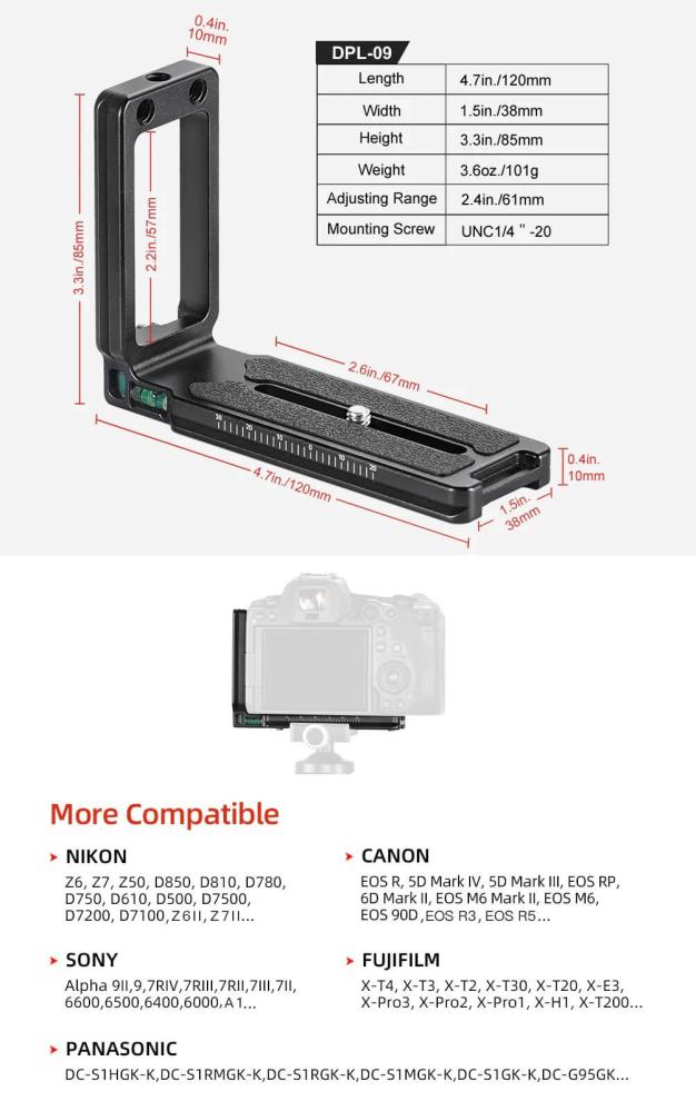 Sunwayfoto Sunwayfoto l-bracket universal modell arca for systemkameraer - kartong saknas