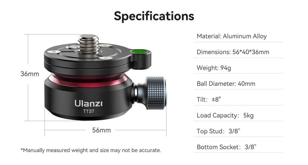 Ulanzi Ulanzi TT37 Nivellerinsbas +- 8 grader i miniformat for kulleder