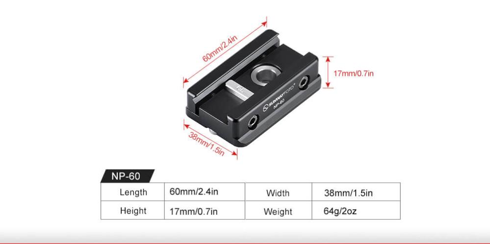 Sunwayfoto Sunwayfoto np-60 Nato Picatinny adapter till Arca Swiss