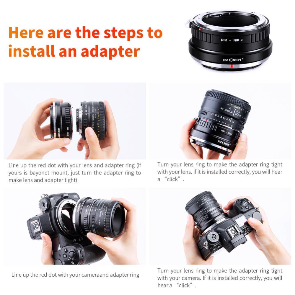 K&F Concept K&F Concept Objektivadapter till Nikon F objektiv for Nikon Z kamerahus
