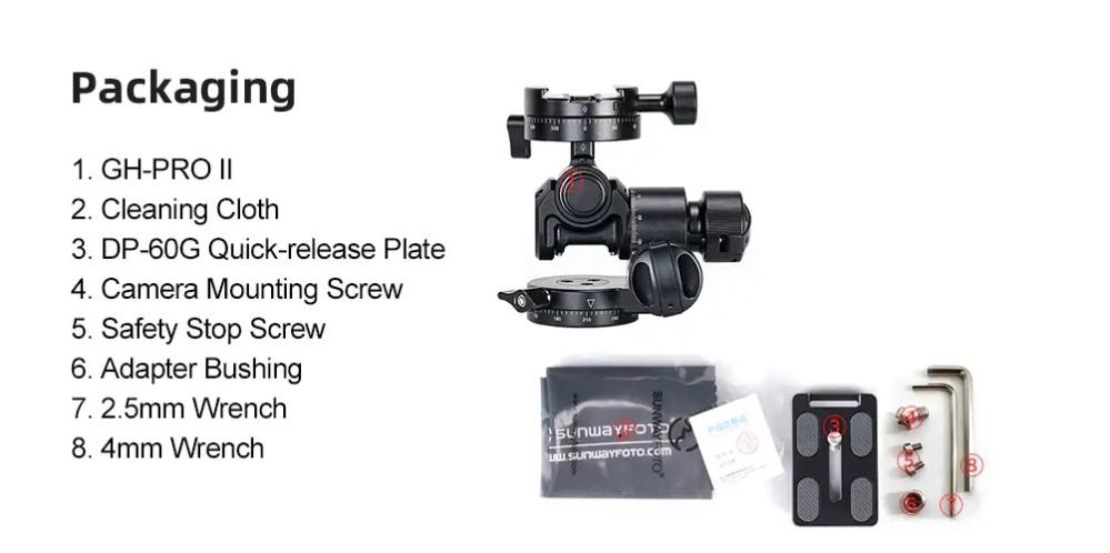 Sunwayfoto Sunwayfoto Geared Head GH-PRO II - giretthode for presis justering
