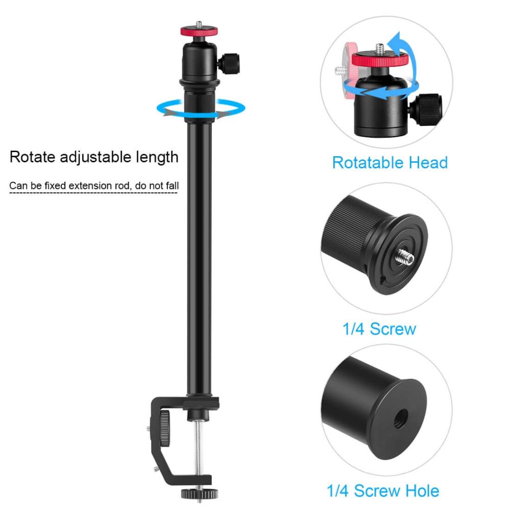 Puluz Puluz Bordsstativ 33-60cm med C-klämma & kulehode