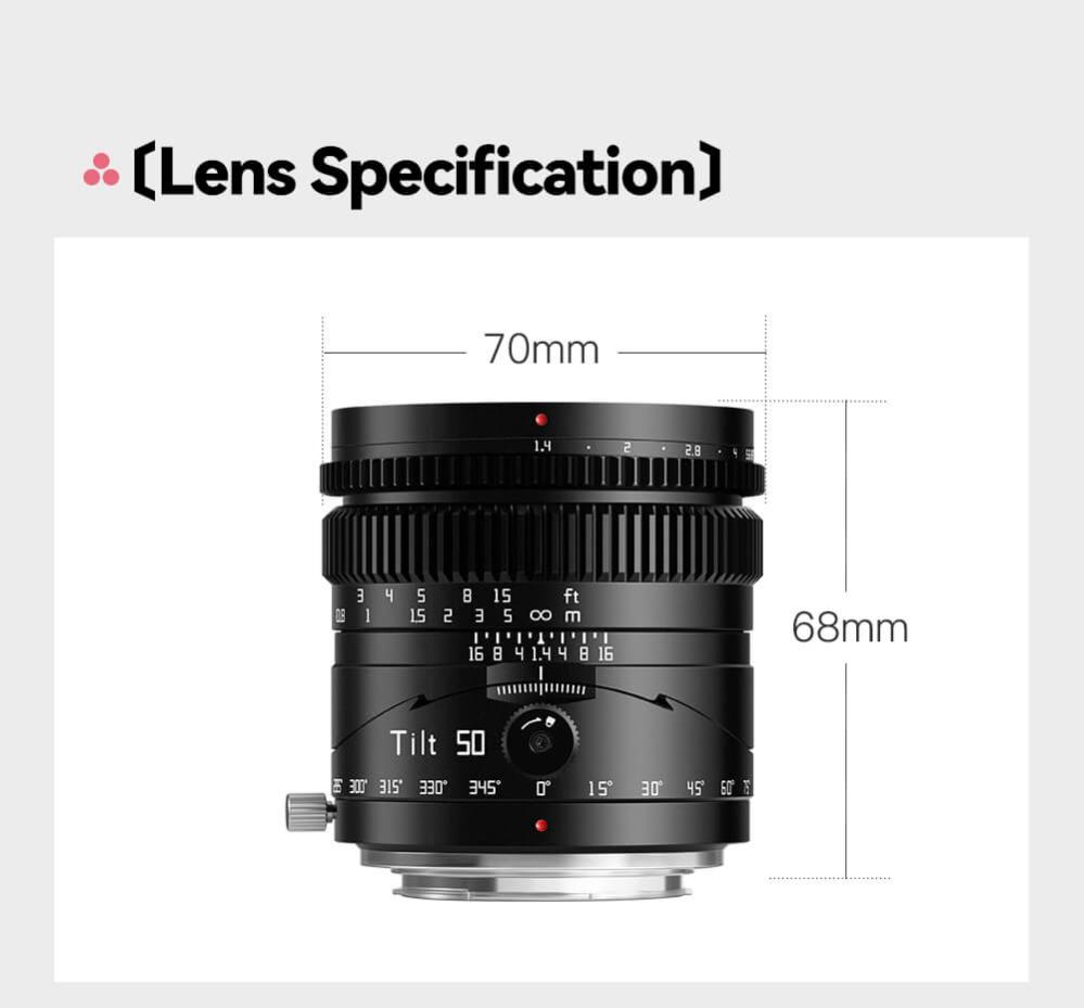 TTArtisan TTArtisan Tilt 50mm f/1.4 objektiv Fullformat for Fujifilm X