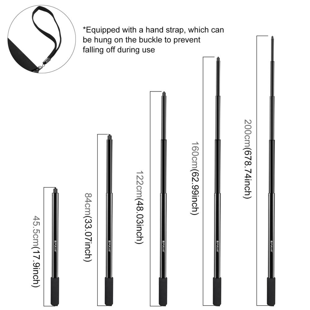 Puluz Puluz selfiestang 200cm utdragsbar for kamera/mobil/actionkamera av metall