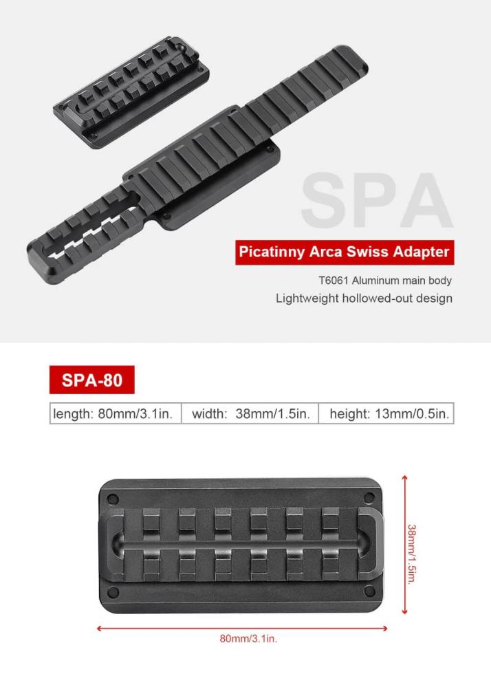 Sunwayfoto Sunwayfoto spa-80 Picatinny-skena till Arca Swiss